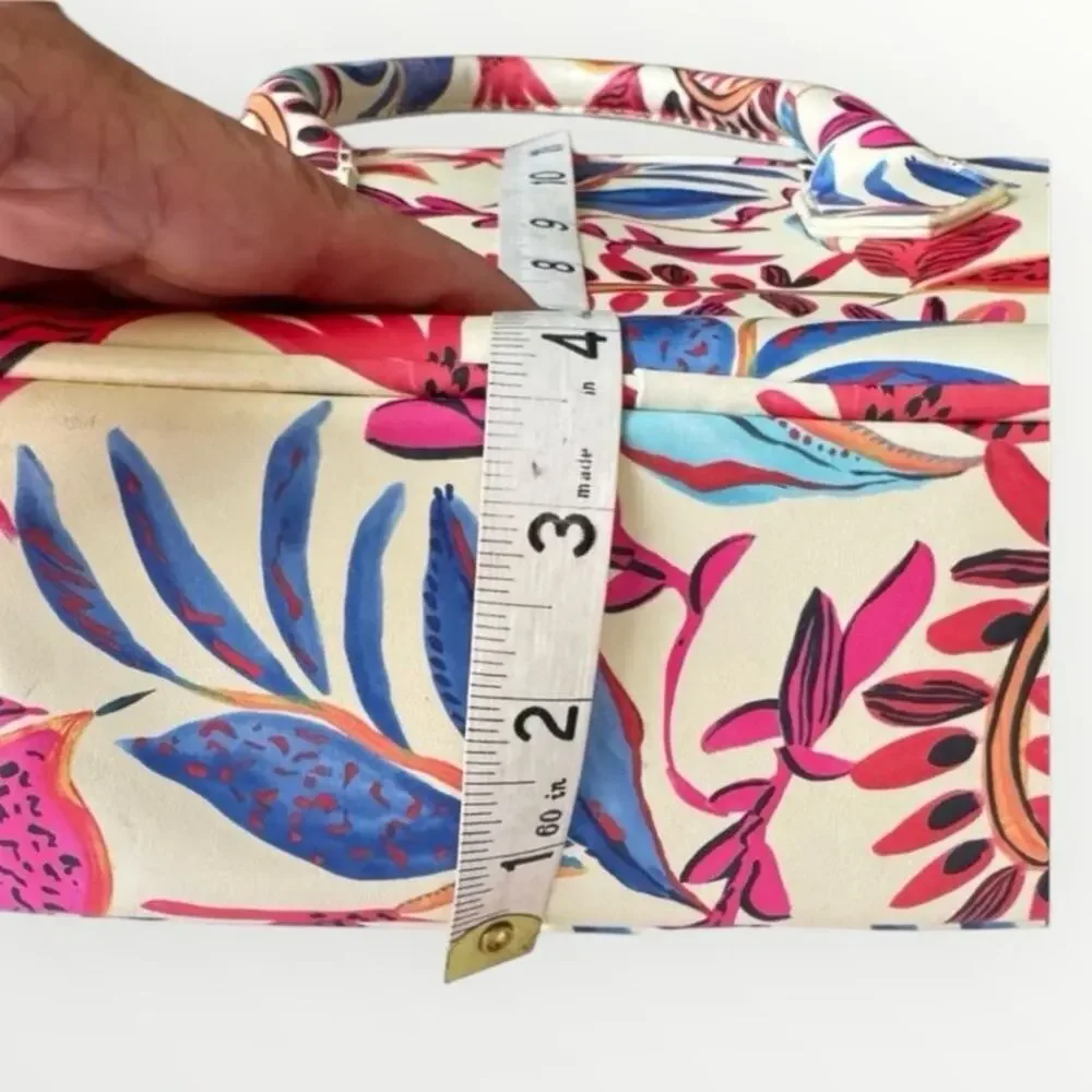 JustFab Tropical Botanical Satchel - Bright Floral Vegan Leather Crossbody
